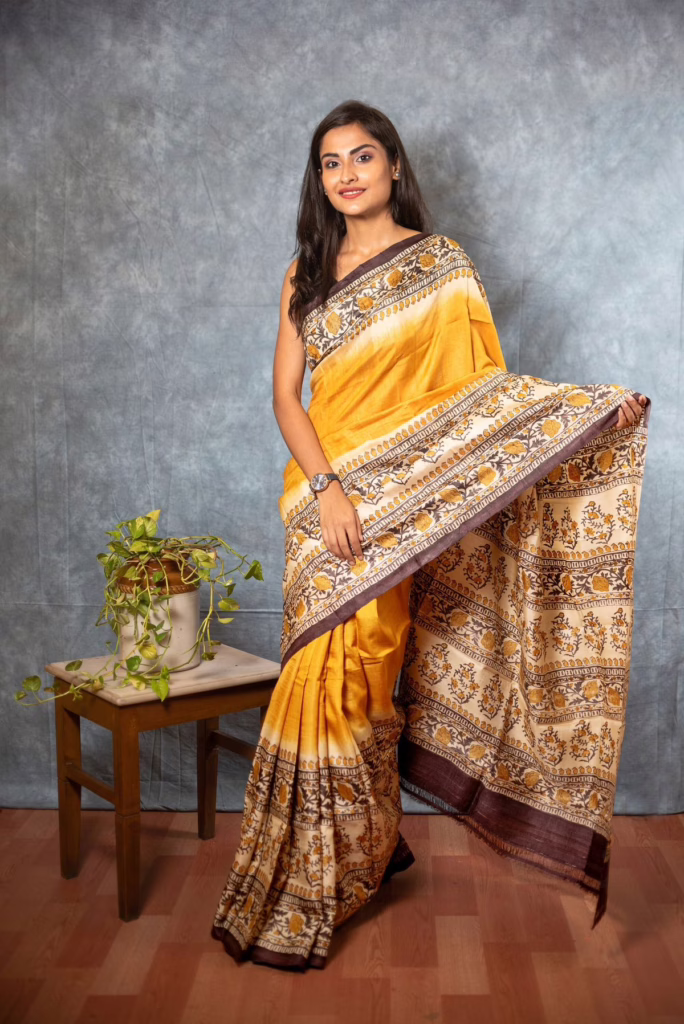 Minimalist tussar silk saree 
