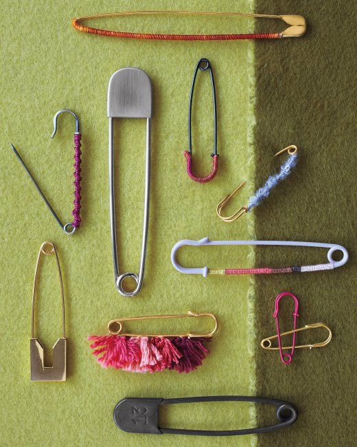 This is a picture of a set of safety pins that can be used for pinning up heavy silk sarees 