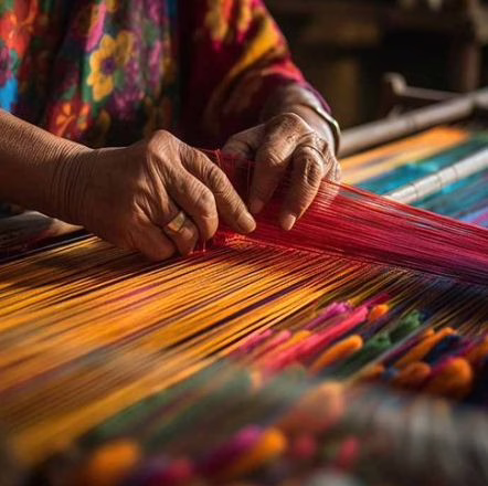 Authentic Handloom Fabric is prepared manually