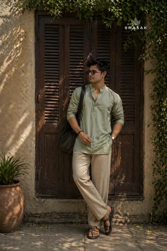 5 Trendy Ideas for Men's Short Kurta Every Man Should Know 5 5 Trendy Ideas for Men's Short Kurta Every Man Should Know A man in a pastel shaded short kurta which is best for summer season.